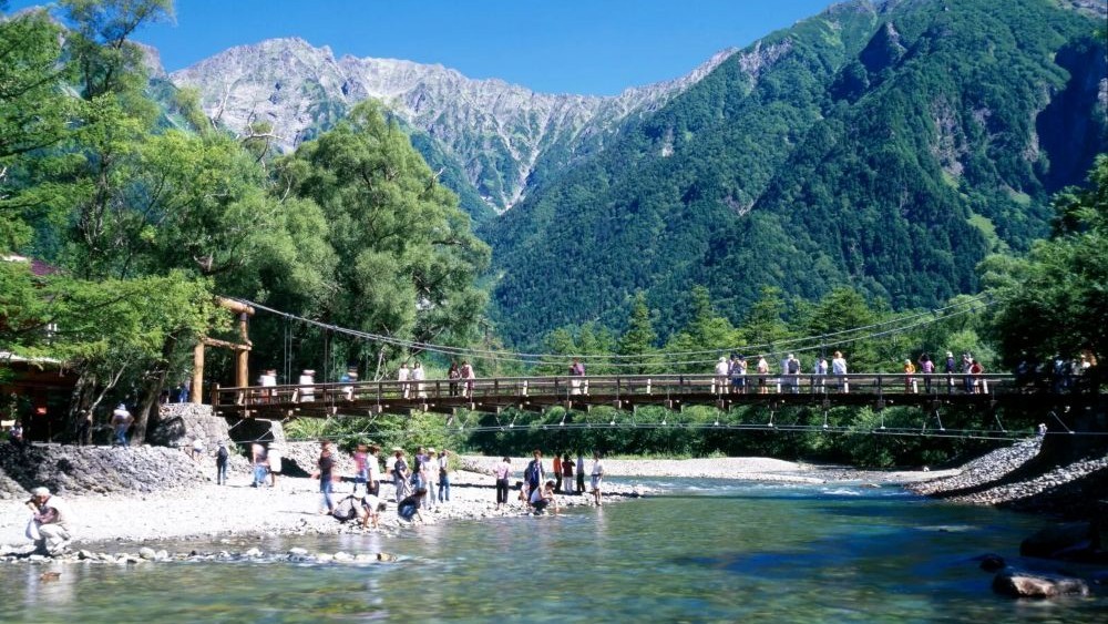 Kappa Bridge with Japanese Alps