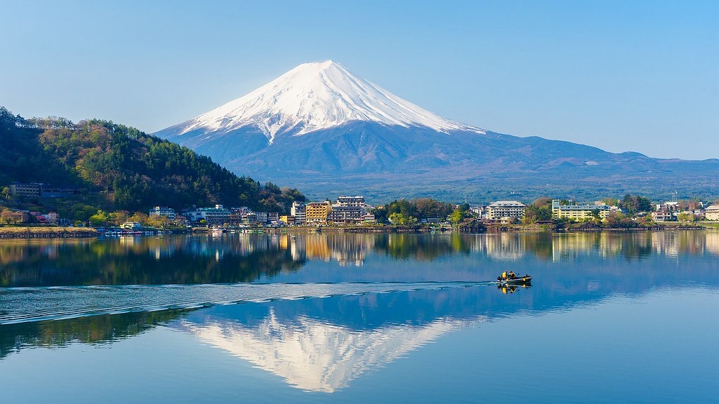 Mount Fuji reflected in Lake Kawaguchi